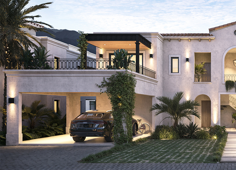 the  villa overlooks dramatic mountainous scenery